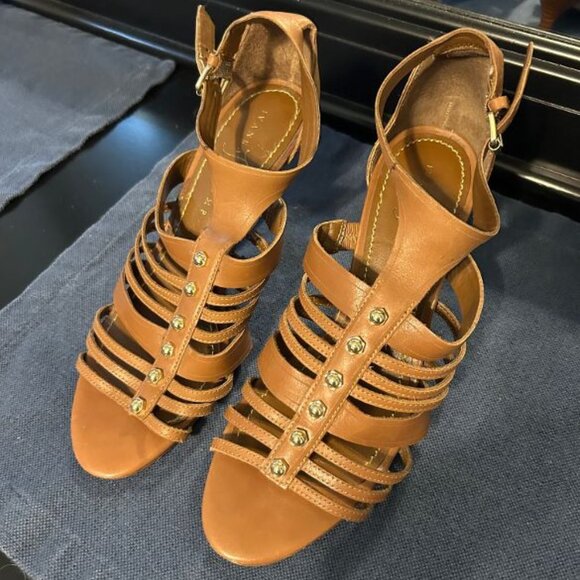 Ivanka Trump Leather 9M 3" Strappy Heel - Picture 1 of 6